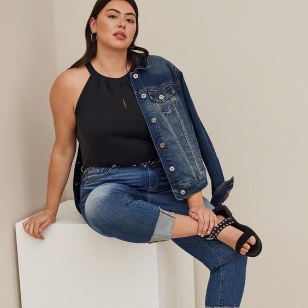 Torrid Size 1 Cupro High Neck Twist Top